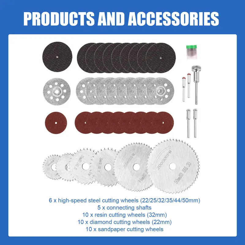 Juego de ruedas de corte de ABGG-41Pcs, Kit de herramientas de ruedas de corte rotativas para herramientas rotativas Dremel, accesorios para resina, Metal, madera y piedra