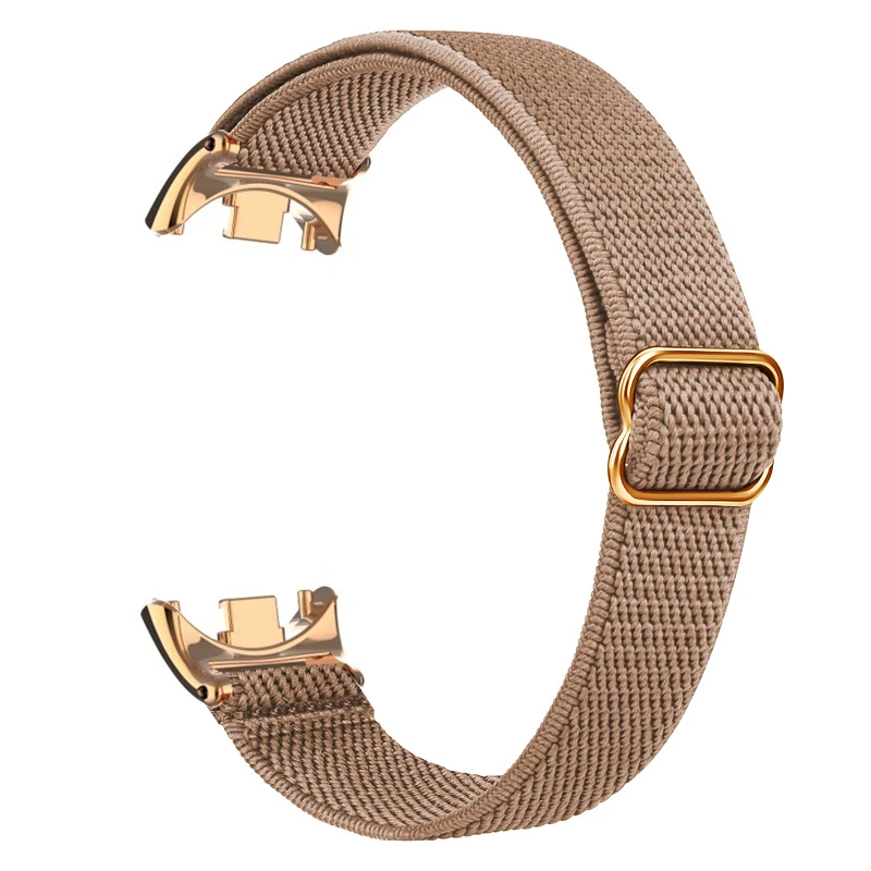 New Elastic Nylon Strap For Xiaomi Mi Band 9 8 Women Men Woven Watch Band Loop For Miband 8 9 With Stainless Steel Connectors