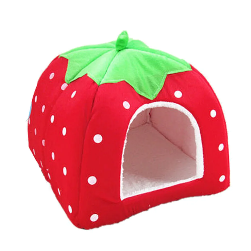 Winter Warm Sleeping Bag Puppy Pet House Soft Strawberry Pet  Dog Cat House Kennel Doggy Fashion Cushion Basket