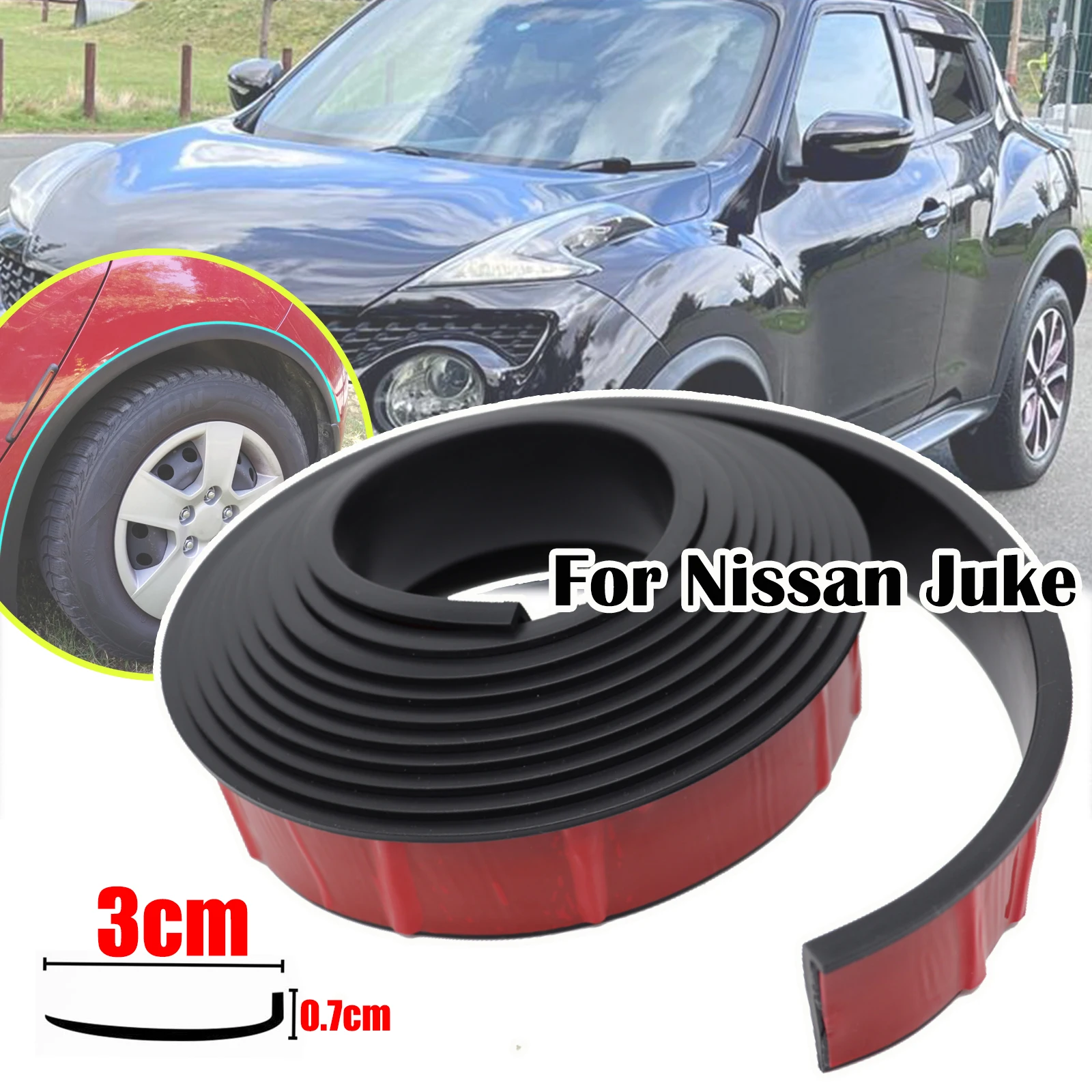 3cm Car Wheel Fender Extension Flares Arch Protector Rubber Moulding Retrofit For Nissan Juke Qashqai Note 2010 2012 2013 2014