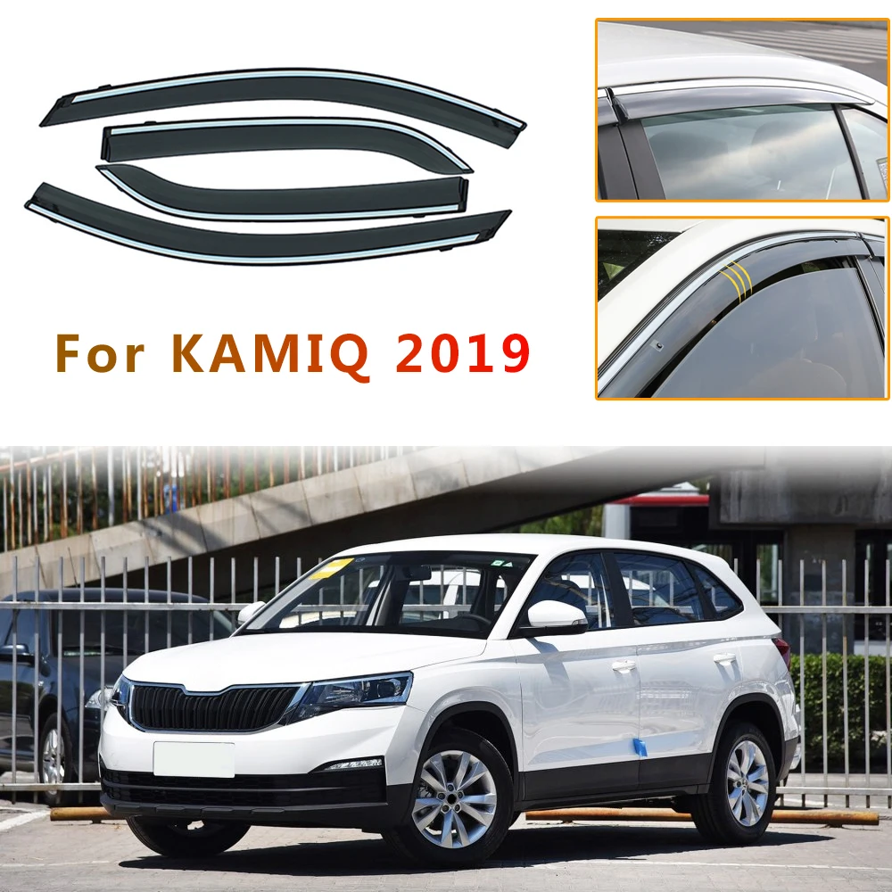 

For SKODA KAMIQ 2018-2019 Window Weather Shield Sun Rain Visor Deflector Guard Car Styling Auto Accessories 4pcs Plastic Awnings