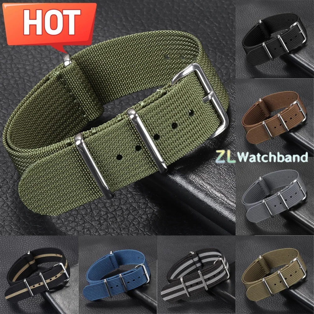New Ribbed Nylon Watchband 18mm 20mm 22mm Nylon Watch Strap Watchband Accessories for Military Watch Band Bracelet for Men Women