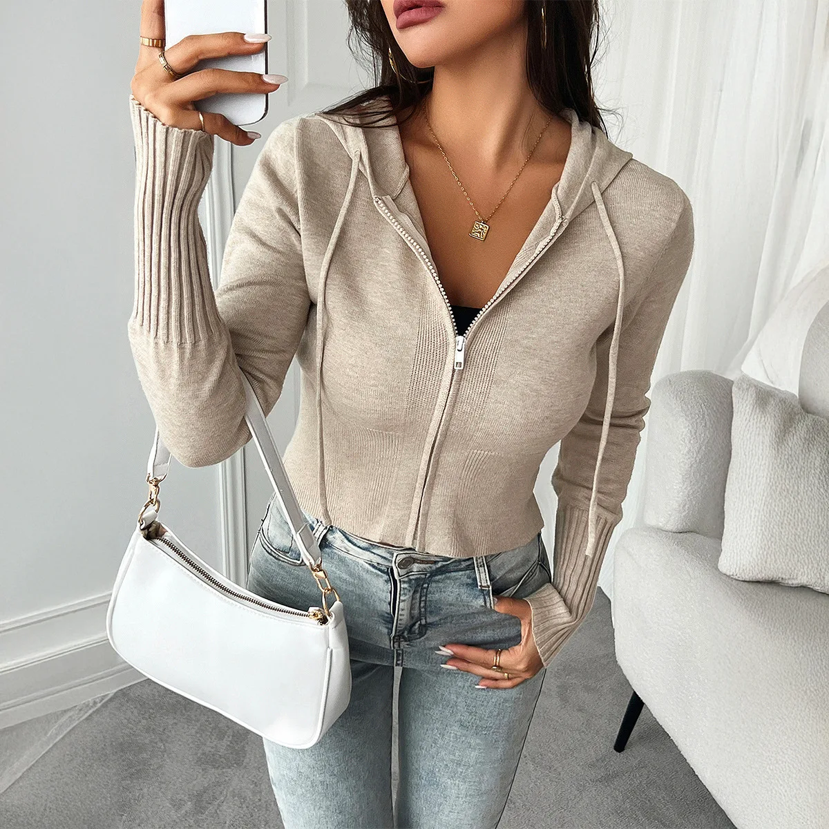 

Casual Simple Solid Color Long-sleeved Sweater Jacket Women's Clothing 2025 Spring And Summer Amazon Independent Station