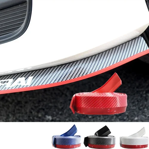 Imagen 2 del producto Labio de parachoques delantero de goma de fibra de carbono, Protector de 2,5 M, tira de parachoques, alerón, falda lateral, Protector de goma antiarañazos, Universal para coche