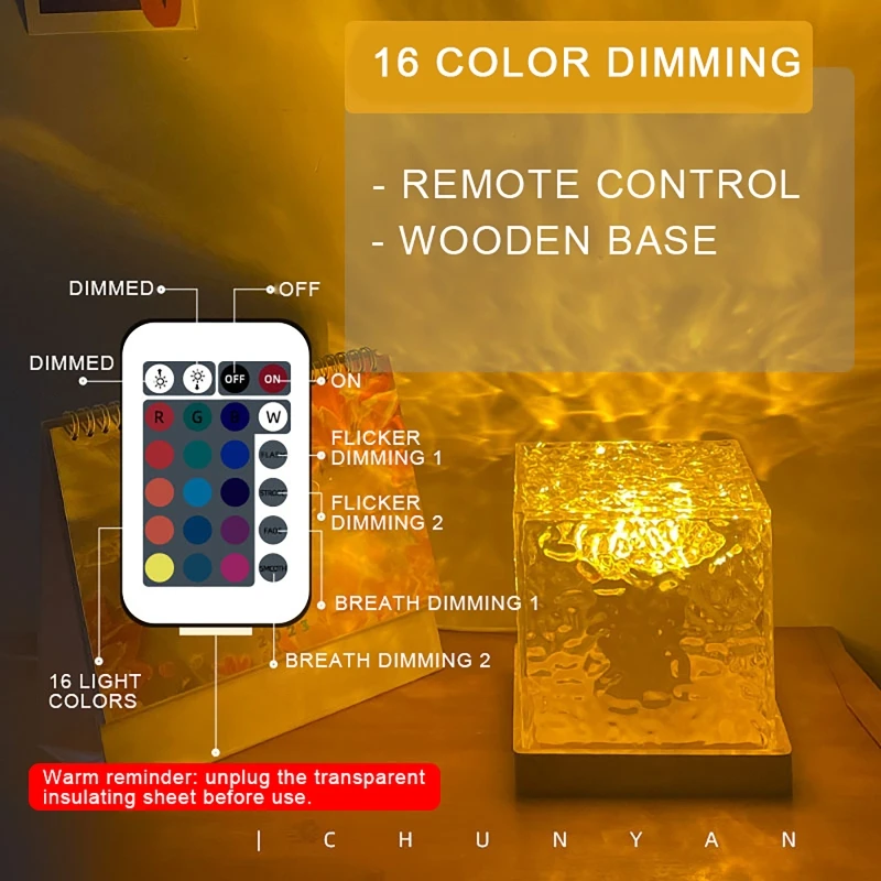 Lampada di cristallo proiettore di ondulazione dell'acqua decorazione della luce notturna case per la casa camera da letto atmosfera estetica regalo di festa luci al tramonto