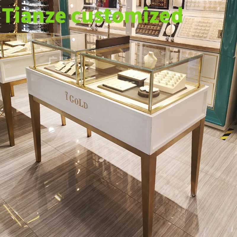 

Customized-Simple design SS wood jewelry showcase glass jewellery showroom display cabinets