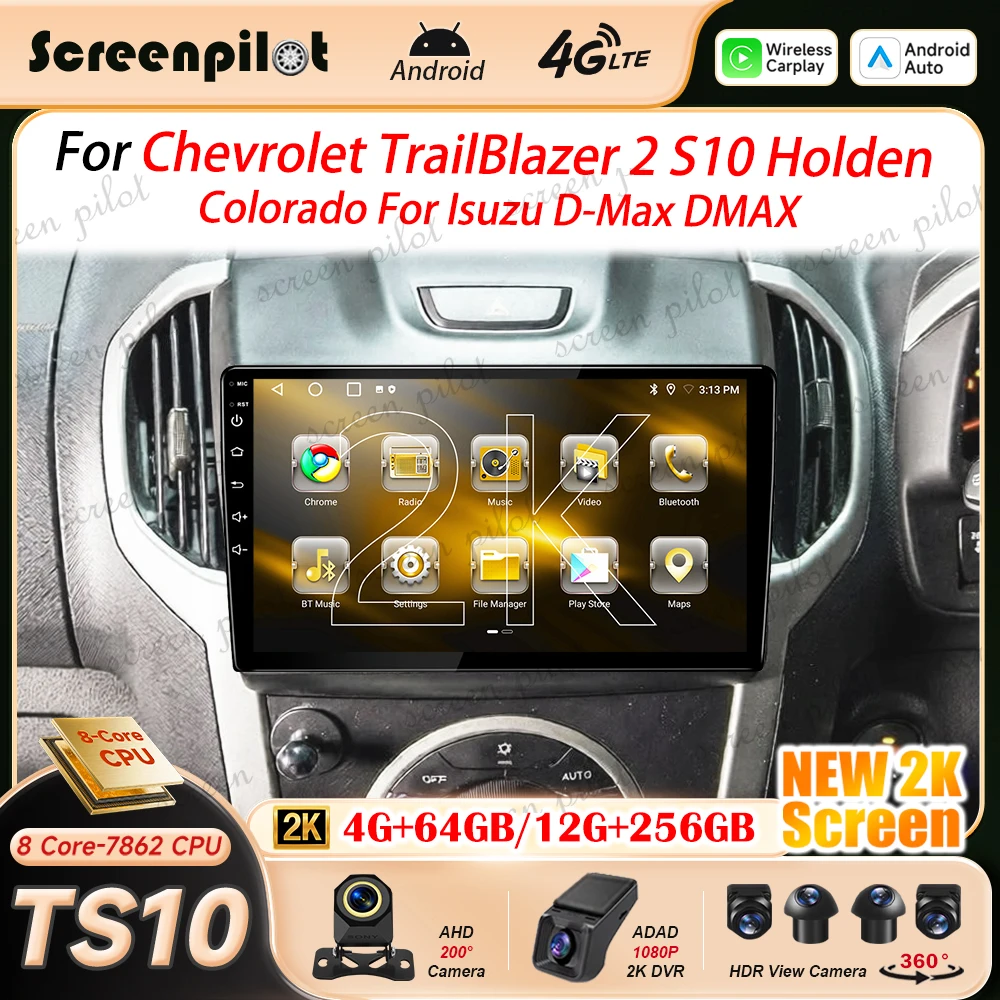 Android 16 Car Radio For Isuzu D-Max DMAX For Chevrolet TrailBlazer 2 S10 Holden Colorado Multimidia Player Carplay Android Auto