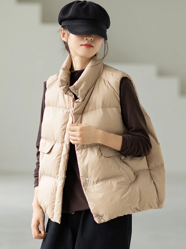 SEDUTMO Winter Warm Duck Down Feather Jacket Women Vest Quilted Oversize Ultra Light Thin Pocket Casual Basic Waistcoat ED1976