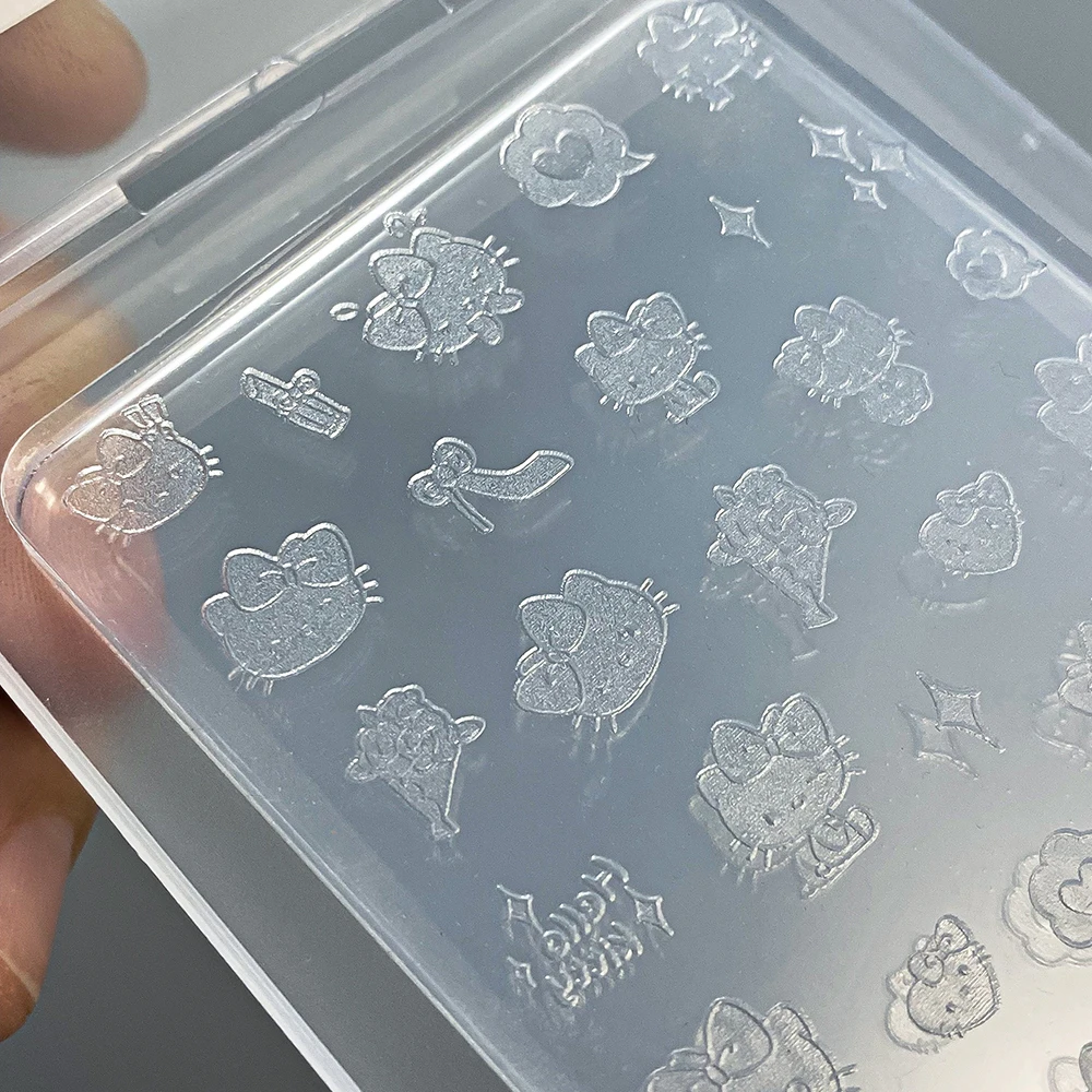 1 stks Klein Patroon Hello kitty Nail Art Mold 5D Stickers Kawaii Cartoon DIY Nail Decals DIY Mold Manicure Decoratie accessoires