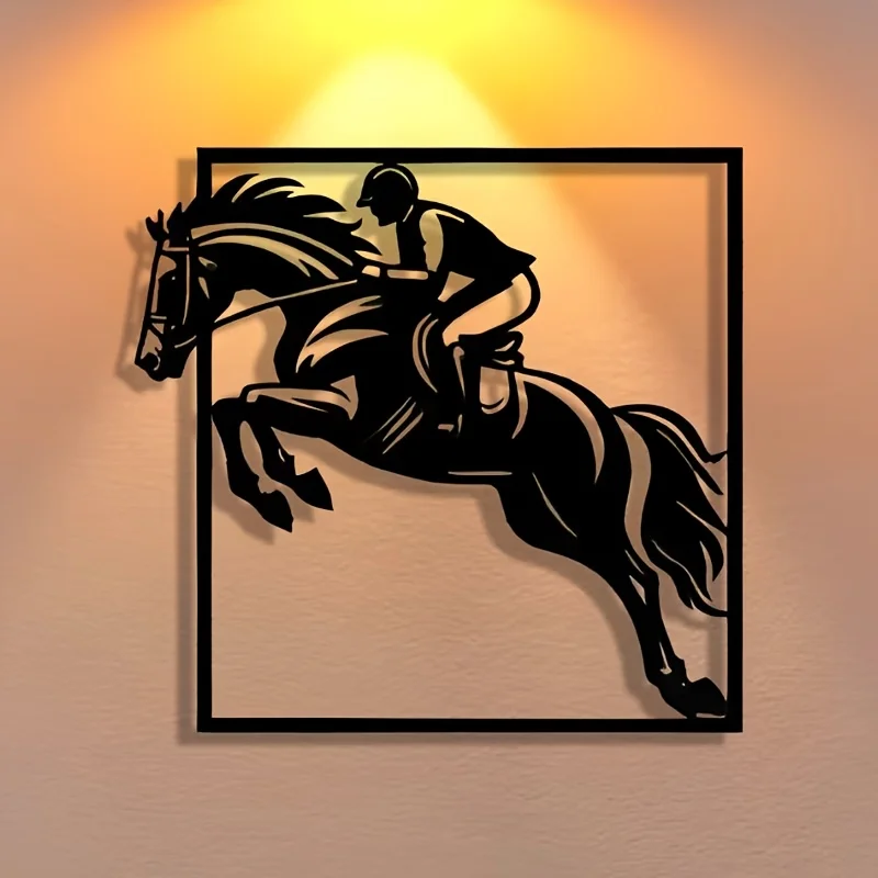 1pc Precision Manufacturing: Galloping Horse Rider Metal Sign, Halloween Abstract Art Christmas Elegant Design