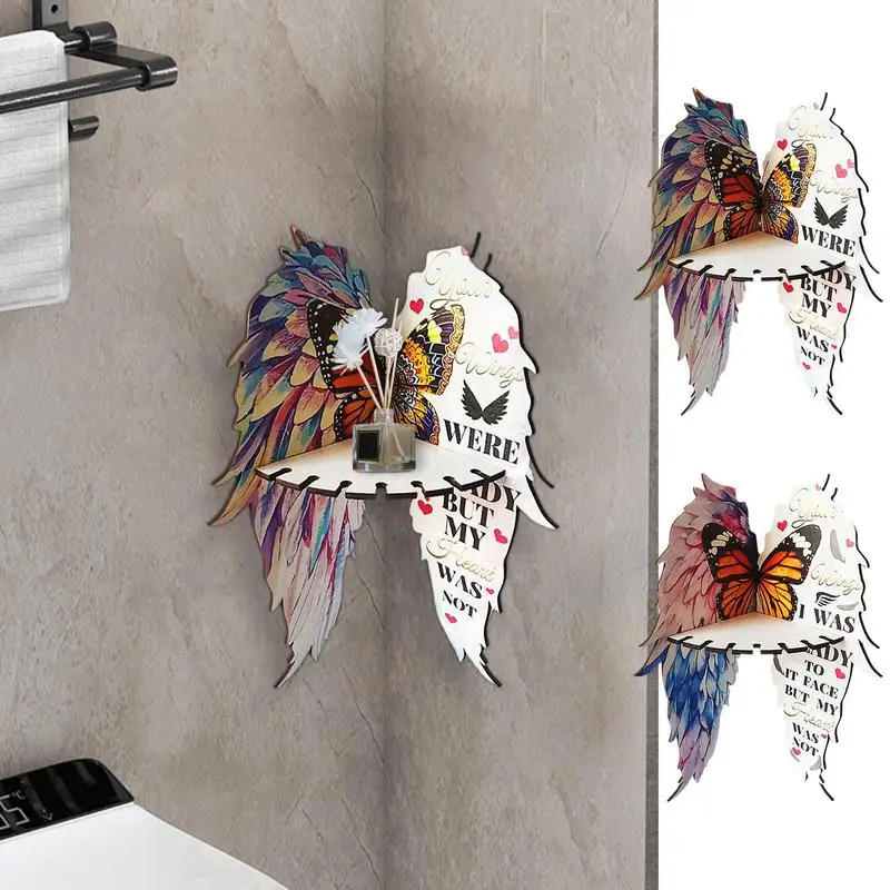 

Wall Corner Shelf Wood Floating Shelves Butterfly Display Shelf Wall Shelves for Bedrooms Bathroom Kitchen Office Living Room