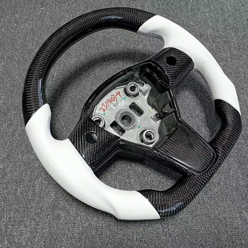 350mm Alcantara Sport Steering Wheel NAPPA Leather Real Carbon Steering Wheel With Heating for Tesla Model 3 Model Y