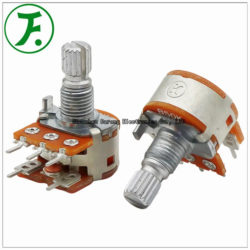 Taiwan-made Pu Yao RK16 type single-channel B50K/B100K power amplifier volume potentiometer, speed control switch, shaft 15MM
