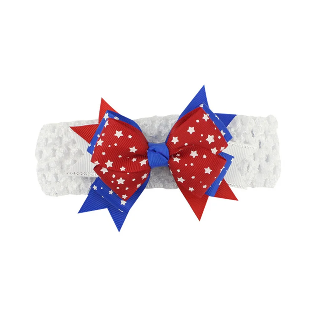 3 pezzi fascia per capelli per bambini fasce per capelli con fiocco morbido leggero confortevole rosso bianco blu puntelli per foto per il Giorno dell'Indipendenza della festa