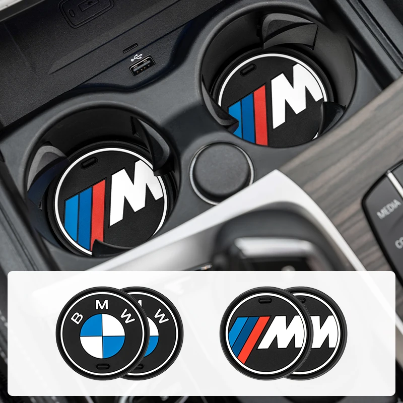 2pcs 자동차 실리콘 워터 코스터 미끄럼 방지 매트 컵 홀더 액세서리 BMW M X1 X3 X5 X6 X7 E30 E90 M3 E84 E83 F25 E91 E60 F1