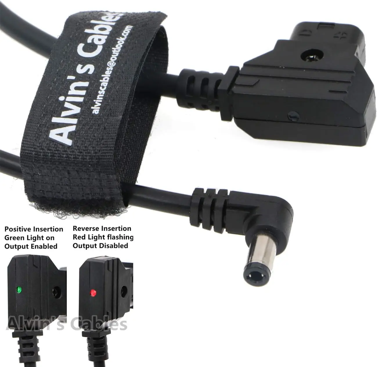 Alvin's Cables AlvinTap (Protective DTap) to 2.1 DC 12v Right Angle Cable for Blackmagic Design Video Assist, Atomos Shogun 60cm