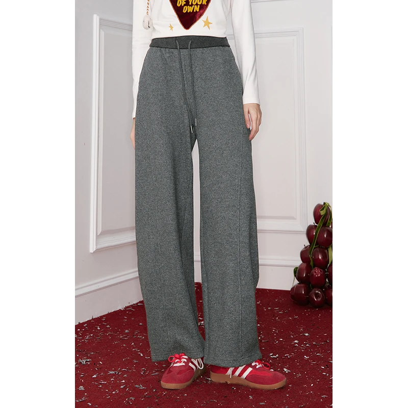 ELFSACK Y2K Celana Scimitar Kaki Lebar Berbahan Solid Minimalis Longgar Kasual Untuk Wanita