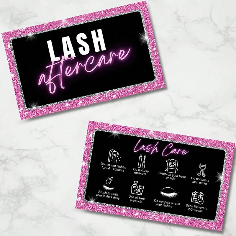 50Pcs Eyelash Card Lash Extension Aftercare Card Small Lash Business Card Loyalty Card Factory Supplier