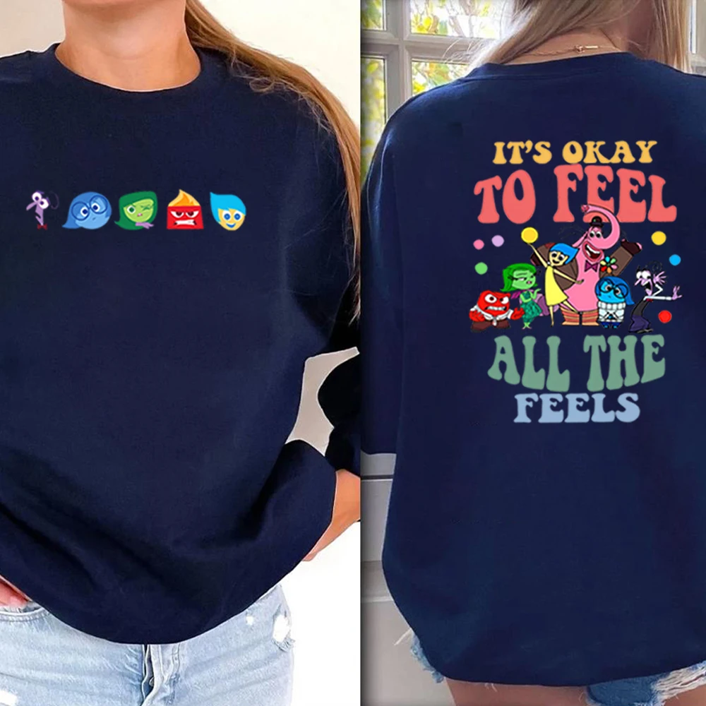 Inside Out It\'s Okay To Feel All The Feels Sweatshirt Funny Mental Health Shirt Inclusion Hoodie Cute Speech Therapy Sweatshirts