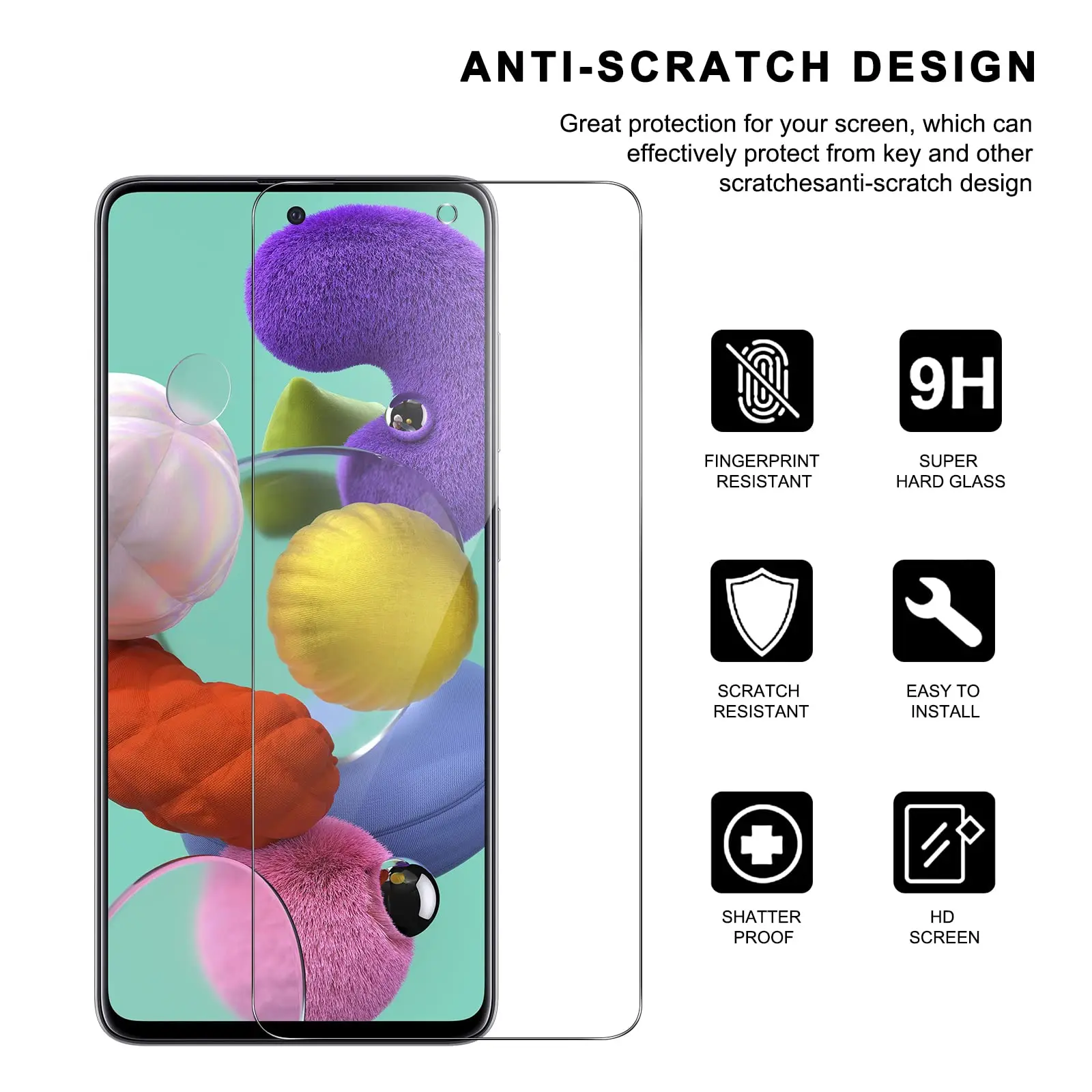 For Samsung Galaxy A51 6.5 inch Tempered Glass Screen Protector Crystal Mica 9H Protective HD Clear Transparent Anti Scratch