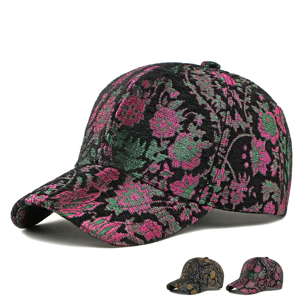 High End Glossy Patterned Sunshade Hat Ethnic Style Personalized Jacquard Duckbill Cap Spring Autumn Embroidered Baseball Hat