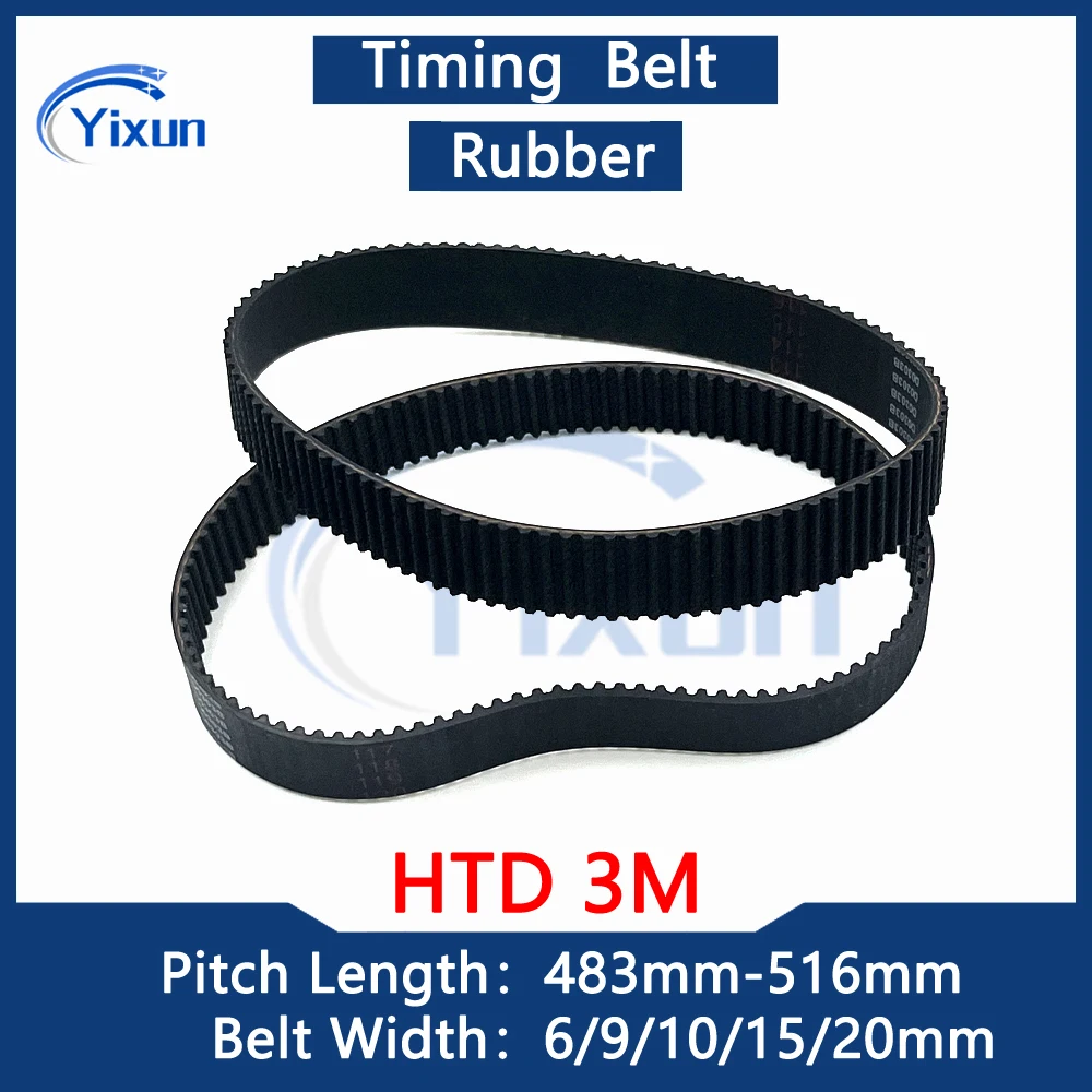 

HTD 3M Timing Belt Length 483 486 489 492 495 498 501 504 507 510 513 516mm Width 6/9/10/15/20mm Belt For Multifunctional Mixer