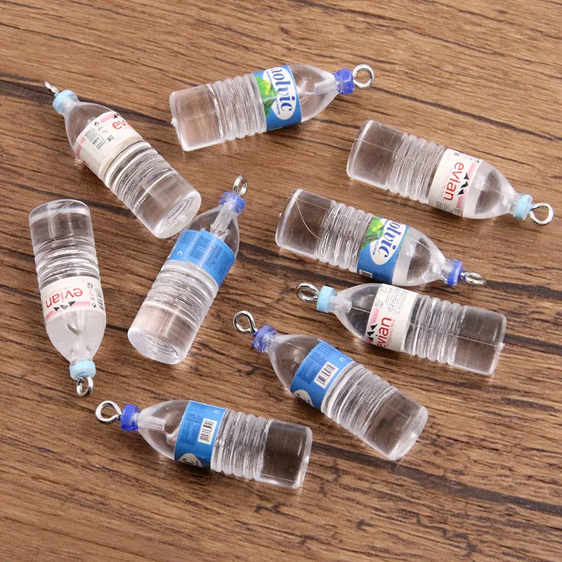 6Pcs Simulation Mineral Water Bottle Resin Drink Charms Pendants DIY For Earrings Necklace Keychain Jewelry Craft Accessories