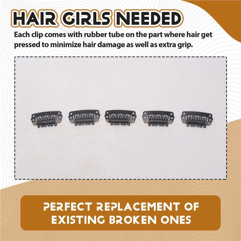 BAAM-40Pcs U-Shaped Clamp For Hair Extensions Wig Clips DIY Comb Black Frame