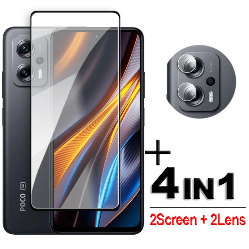 

4in1 For POCO X4 GT 5G Glass For Xiaomi POCO X4 GT Tempered Glass 2.5D Full Cover Screen Protector For POCO X4 GT Film 6.6 inch