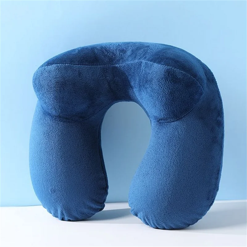 1 مجموعة U-شكل وسادة الرقبة وسادة السفر التضخم الهواء وسائد مريحة للنوم المنزل طائرة وسادة مع قناع عين سدادات الأذن #4