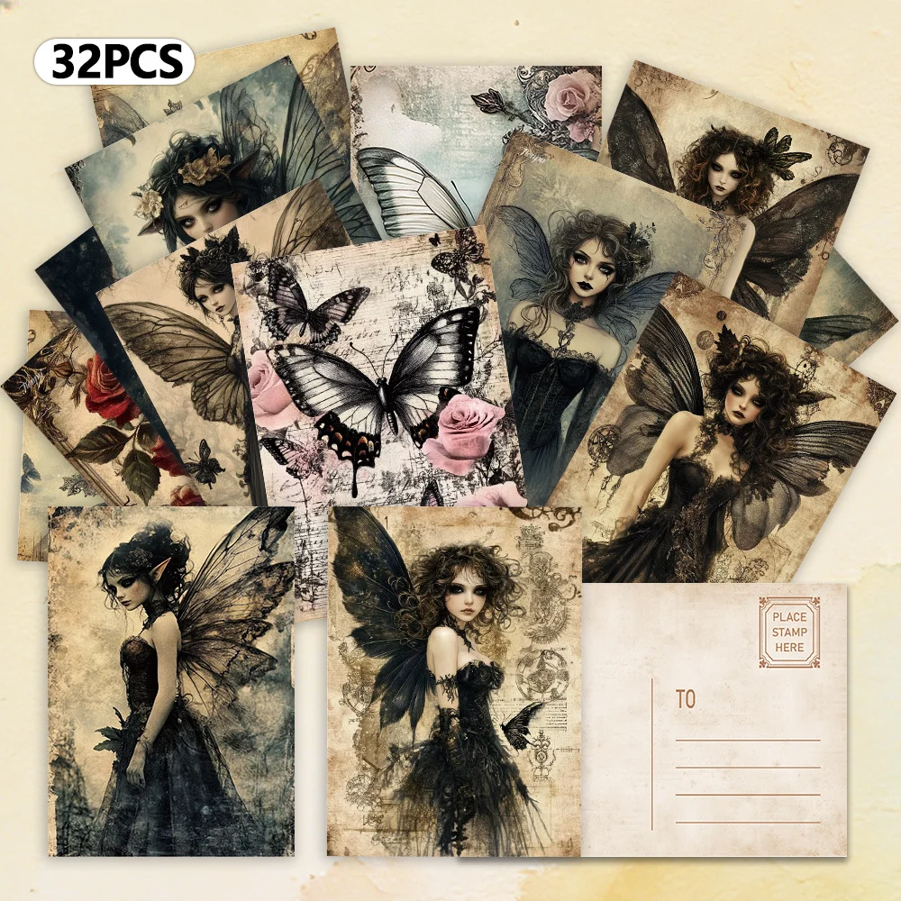 

32pcs, Gothic Butterfly and Fairy Postcards, Birthday/Anniversary Gifts, Collectibles, Suitable for Gift Giving, Can be Mailed.