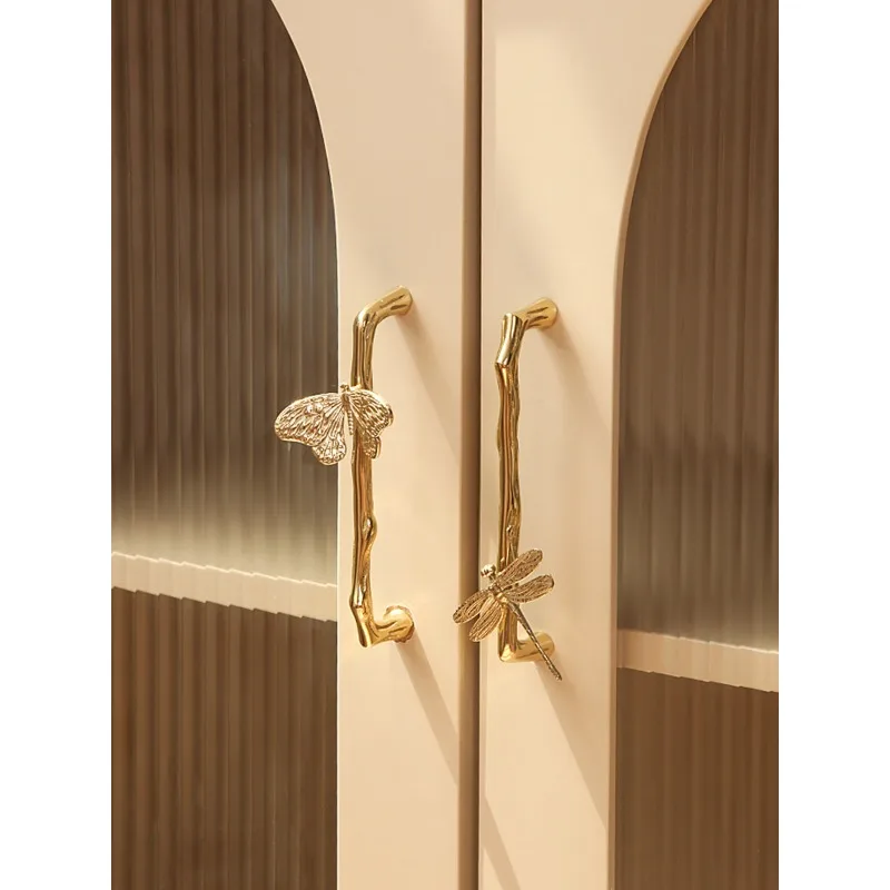 Creative Vintage Brass Cabinet Pull, Light Luxury Retro Furniture Handle Nordic Drawer Door Hardware, Antique