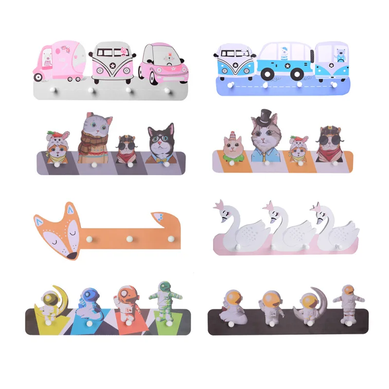 Cartoon Kitten Hook Self Adhesive Dormitory Bedroom Door Hangers Hooks Key Umbrella Towel Cap Coat Rack Wall Decoration Rack