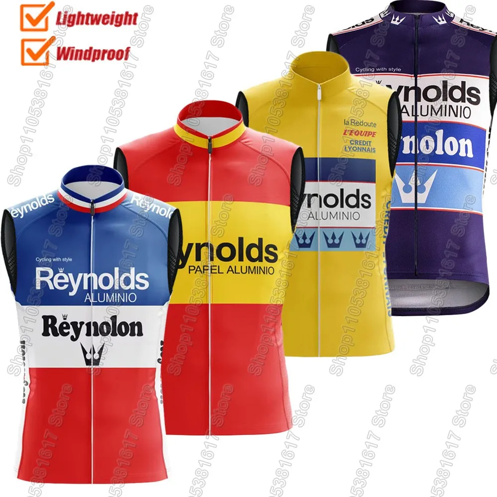 Colete de Ciclismo Reynolds 2026 Corta-Vento Retrô França Espanha, Camisa de Ciclismo Sem Mangas, Quebra-Vento para Bicicleta, Roupa MTB
