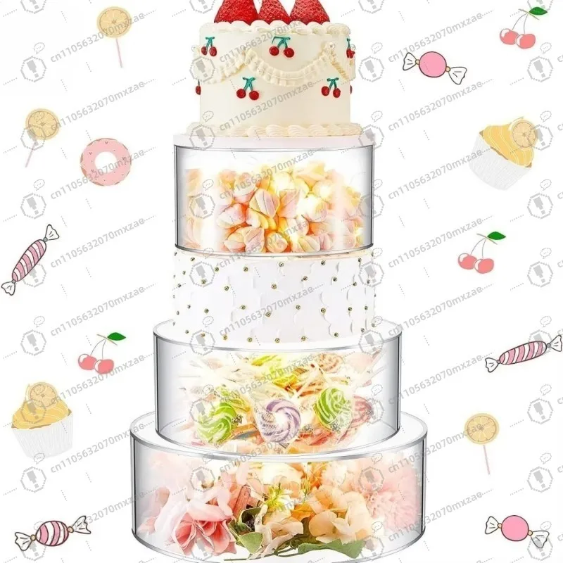 Wedding/Party/Birthday Universal, Transparent Acrylic Cake Holder, Fillable Splitter, Round Display Holder Decoration