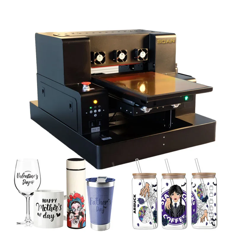 

UV DTF Printer for Phone Case Pen Acrylic Leather Wood Glass Bottle Sticker Multi Color Inkjet Printers A3 A4 UV Flatbed Printer