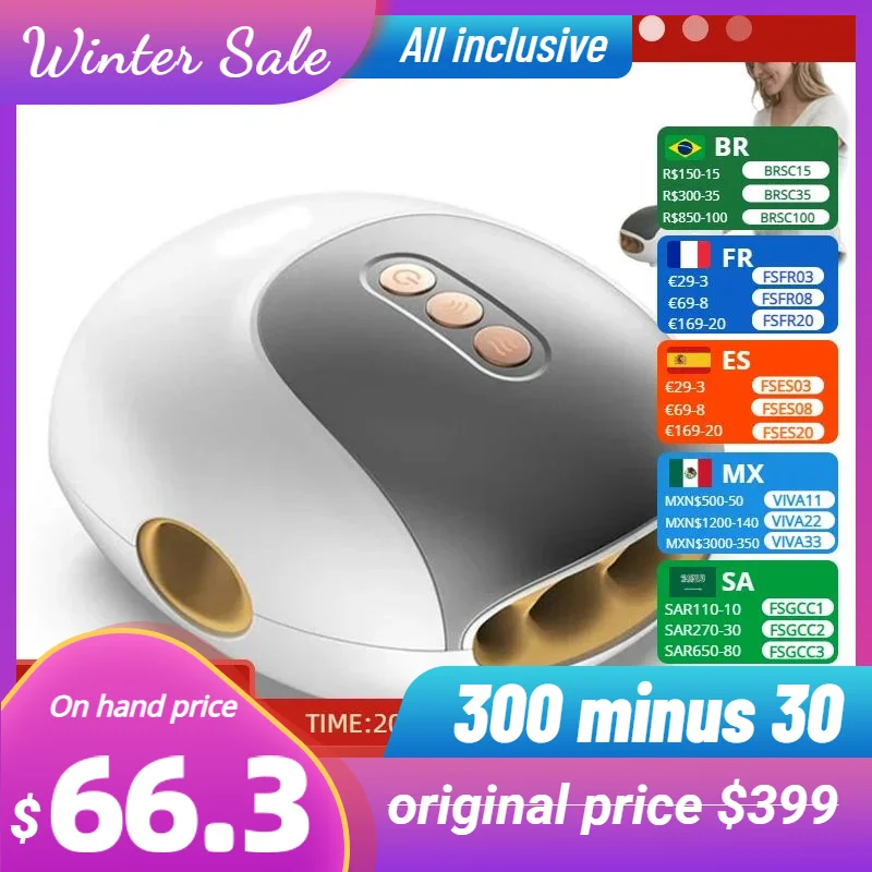 Electric Hand Massager Palm Finger Air Pressure Hot Compress Hand Mini Hot Pressure Massager Bedroom Living Room