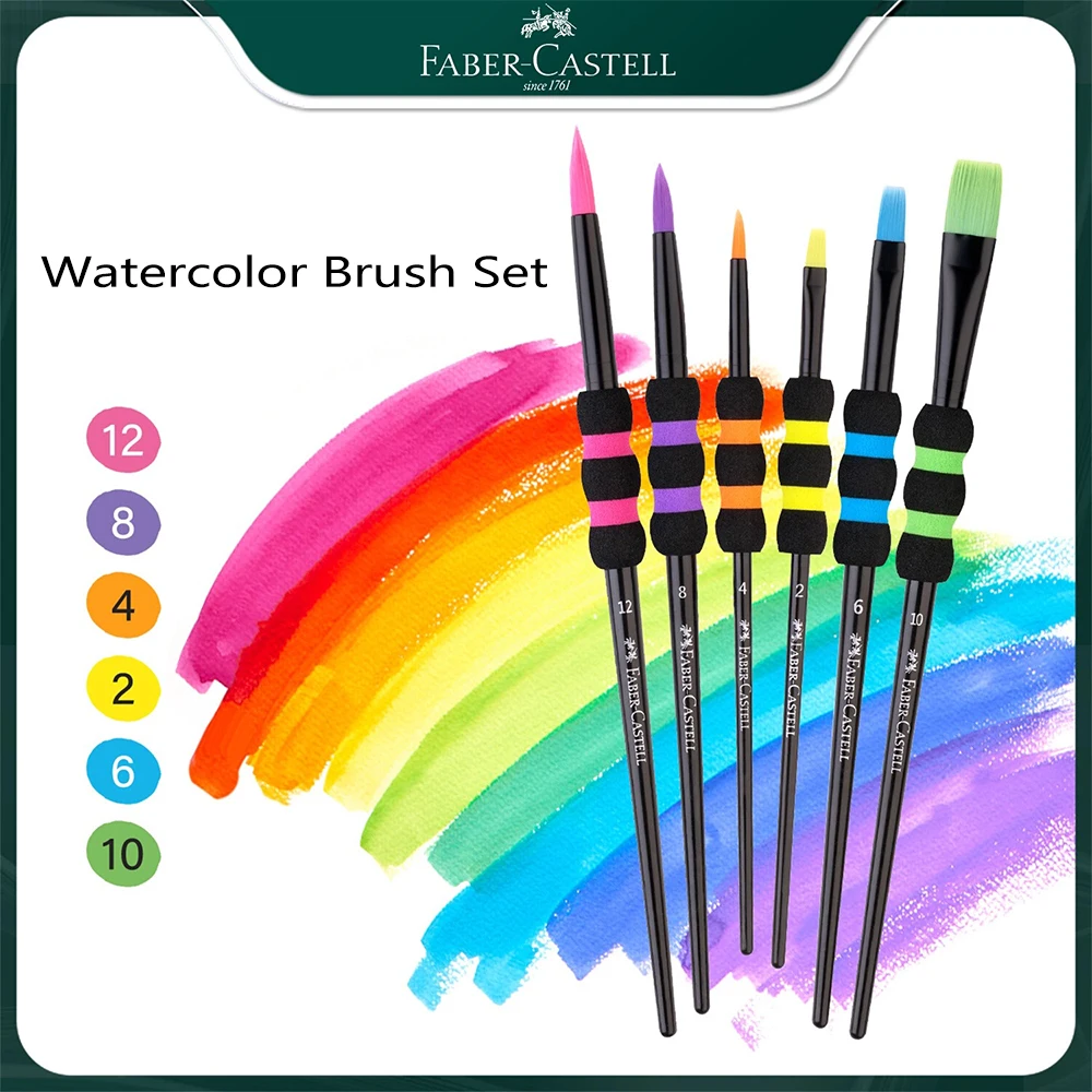 

6 шт./компл., немецкая акварельная кисть Faber-Castell, художественная студенческая профессиональная кисть для рисования, ручка для рисования рук для начинающих, канцелярские принадлежности kwaii
