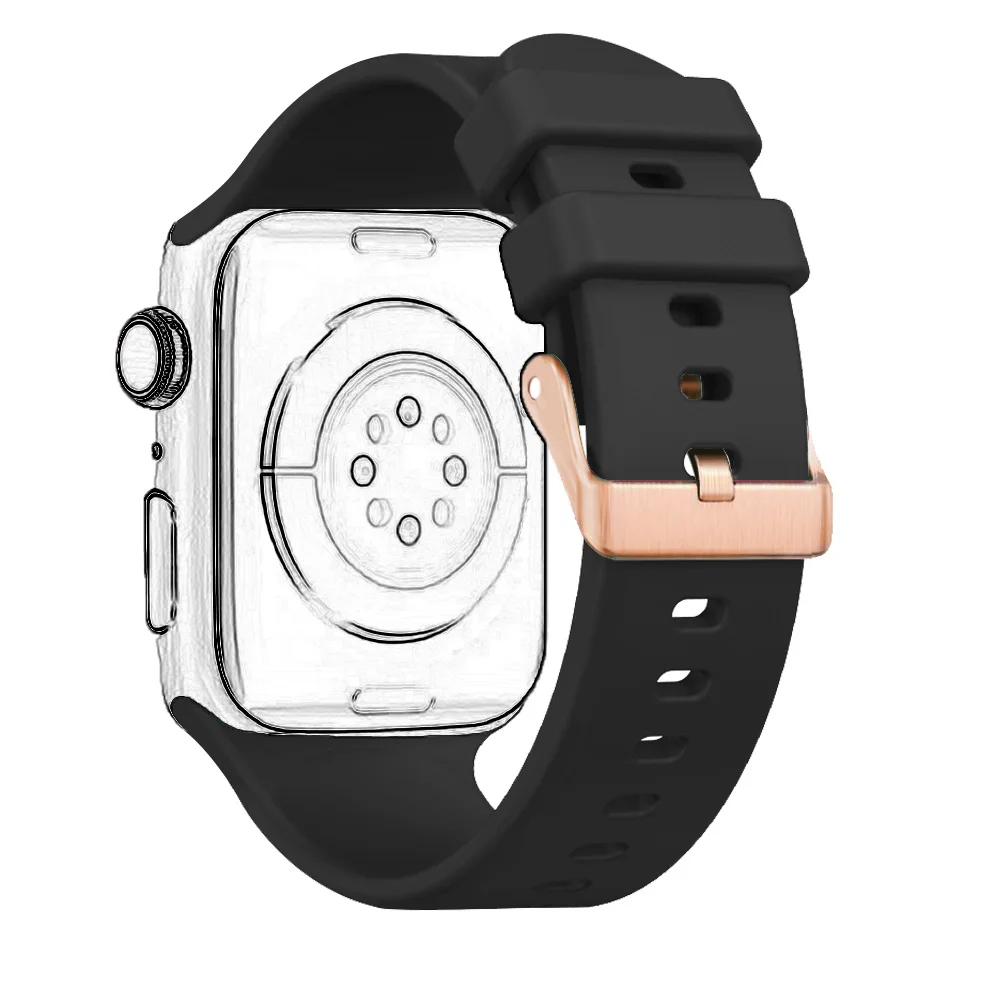 Strap For Apple Watch Band S10 42mm Silicone Bracelet Series 9 8 7 41mm 6 5 4 40mm SE 40mm Series 3 2 1 38mmWristband  Watchband