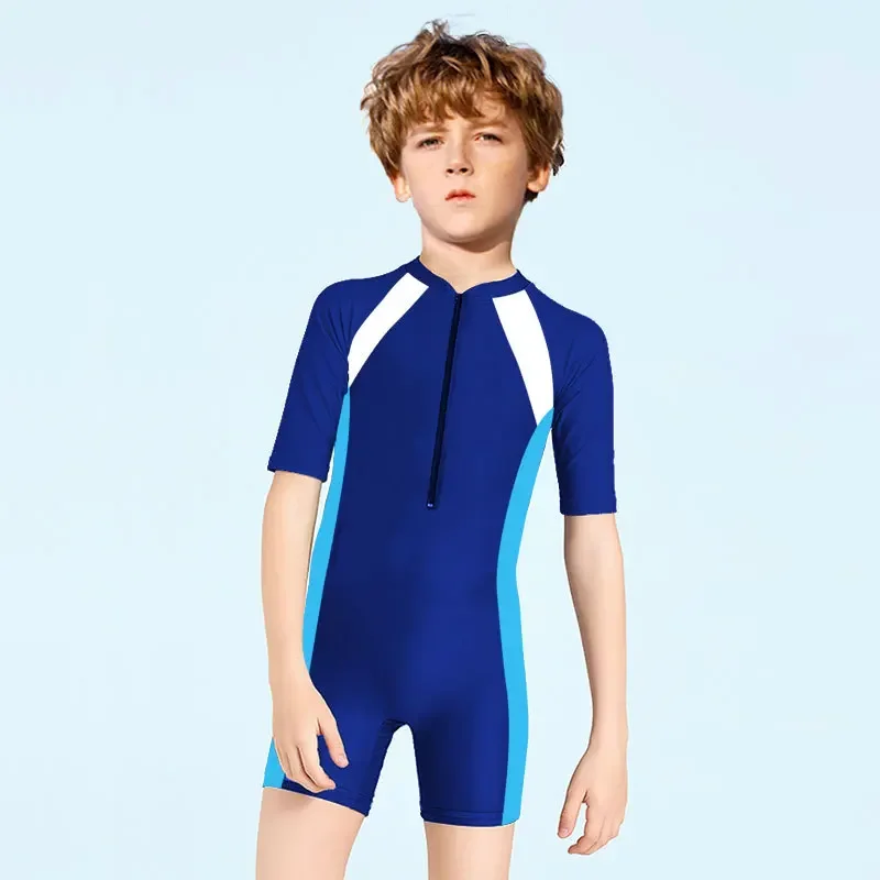 3-16Y Costume da bagno per bambini Ragazzi Ragazze Muta intera Manica corta Abbigliamento da spiaggia per bambini Costumi da bagno ad asciugatura