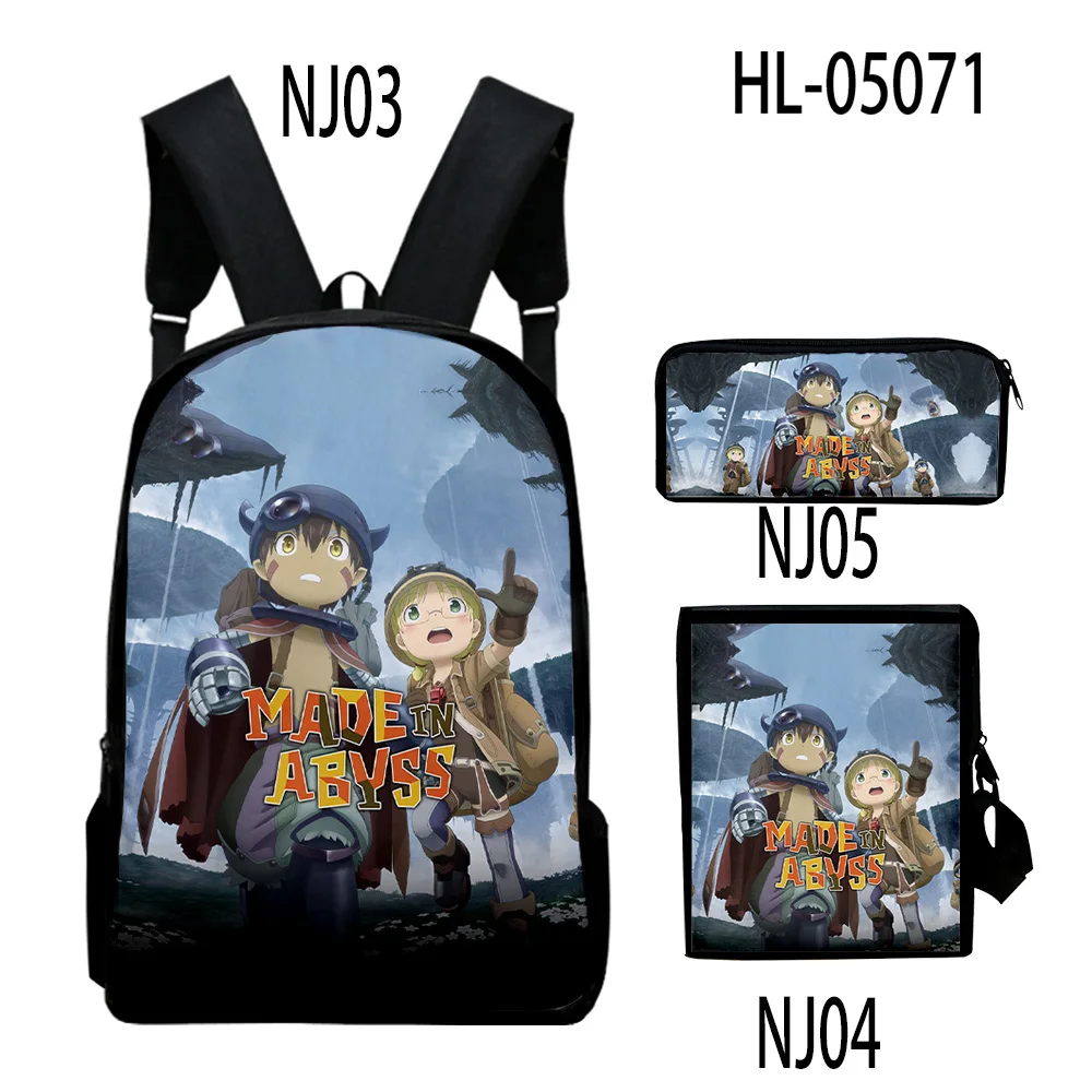 Cartoon Made in Abyss Anime 3D Print 3pcs/Set pupil School Bags Laptop Daypack Backpack Inclined shoulder bag Pencil Case