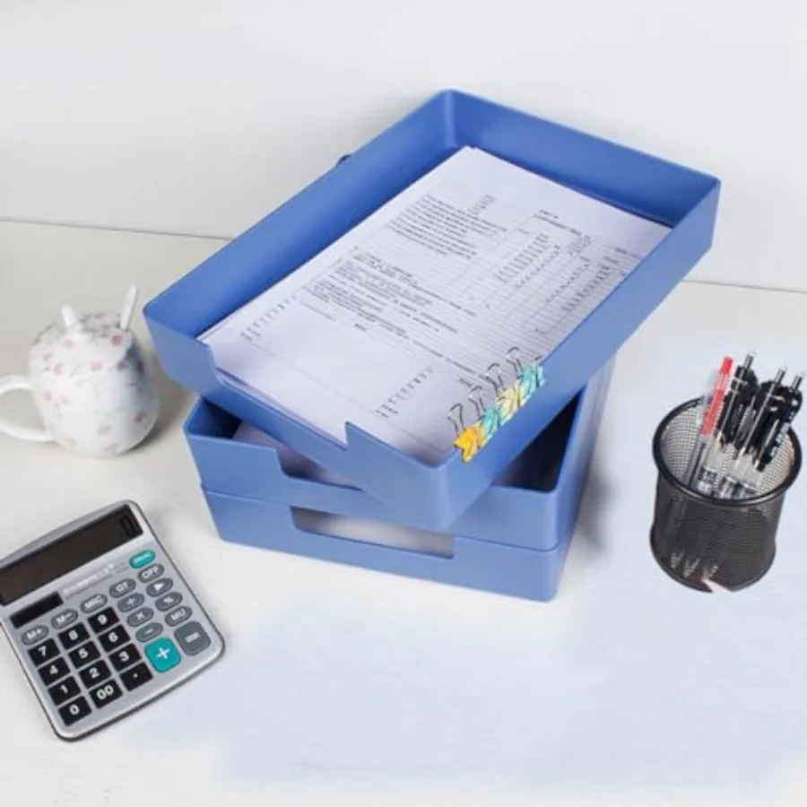 Letter-Size Tray, Desk Drawer Organizer for A4 Paper, Stackable plastic paper tray, fits A4 and letter. Desktop file organizer