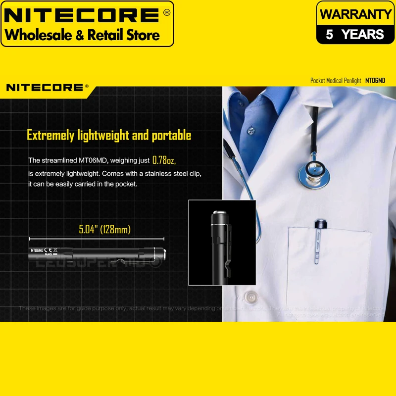ضوء ضوئي طبي Nitecore-Pocket للأطباء ، مصباح يدوي AAA محمول ، سعر المصنع ، MT06MD