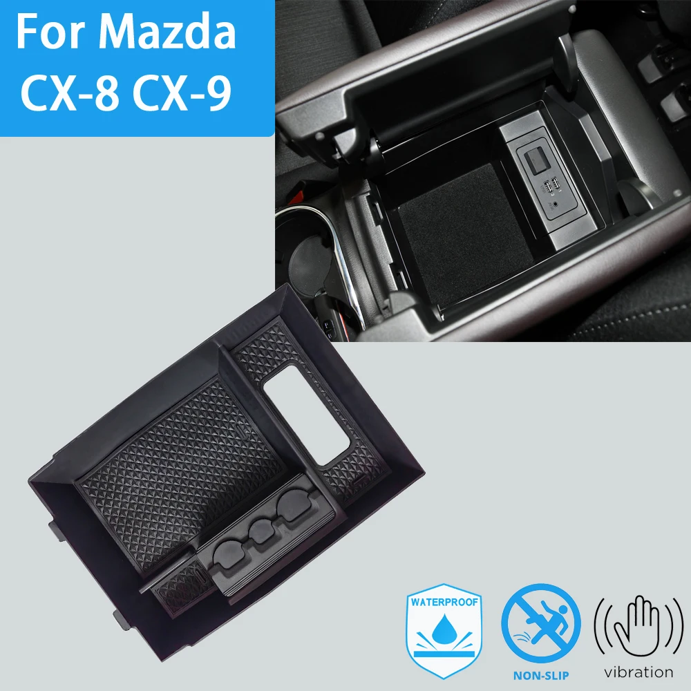 For Mazda CX-8 CX-9 CX8 CX9 2016 2017 2018 2019 Car Armrest Storage Box Center Console Organizer Container Coin Tray Accessories