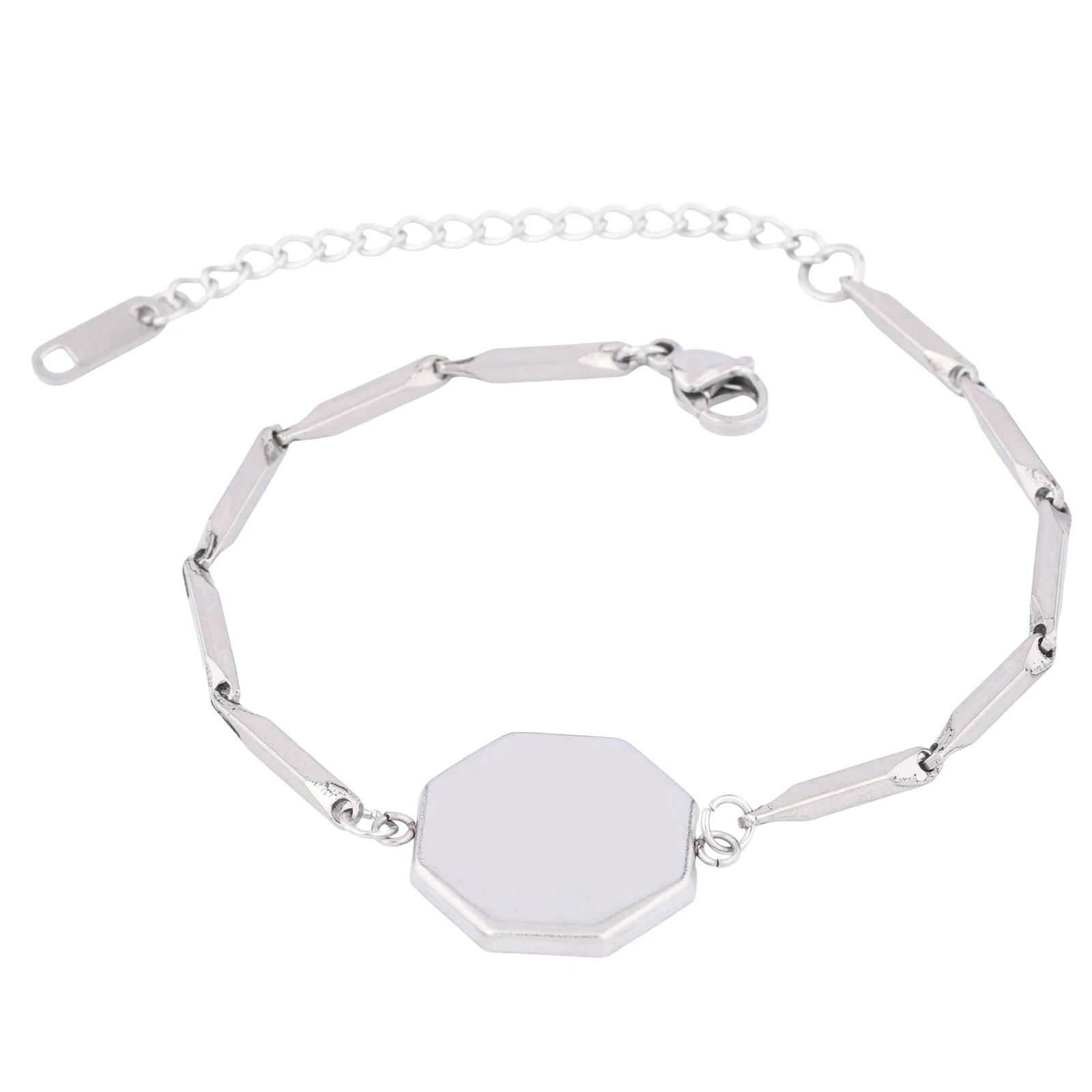 3pcs Link Chain Bracelet Base Blanks Fit 17mm Hexagaon Cabochon Bezel Settings Stainless Steel Diy Jewelry Making Accessories