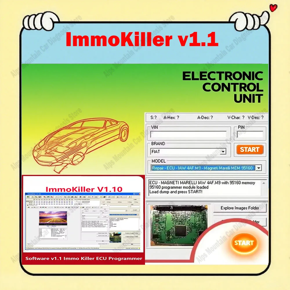 

Newest ImmoKiller V1.10 obd2 scanner ECU Programmer Car Repair Tool IMMO off Software V1.1 - Immobilizer Passing Tool