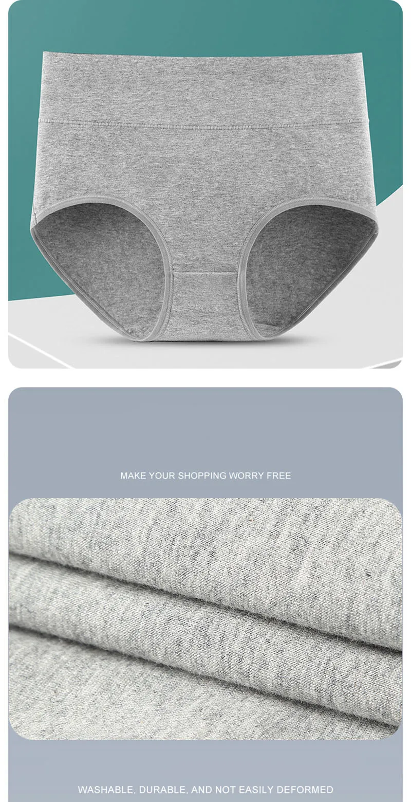 Neue 4 Teile/los Hohe Taille Höschen Frauen Unterwäsche Plus Größe Baumwolle Slip Mädchen Shaper Bauch Unterhose Weibliche Sexy Wäsche – Detail 3