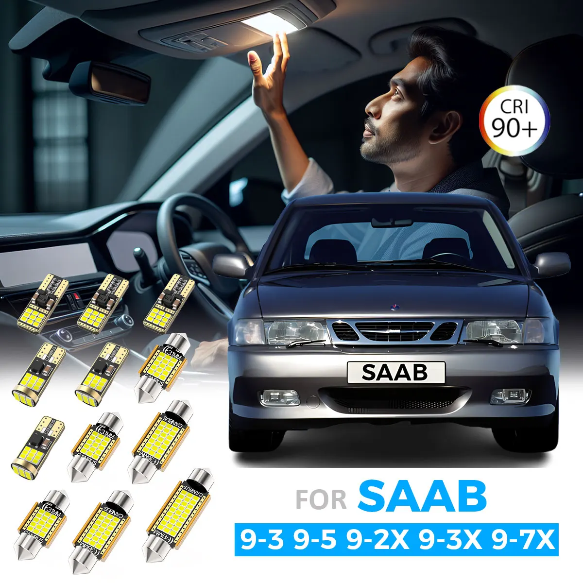 AENVTOL No Error LED Interior Light Kit For Saab 9-3 9-5 93 95 YS3D YS3F YS3E YS3G 9-2X 9-3X 9-4X 9-7X 92X 93X 94X 97X Aero