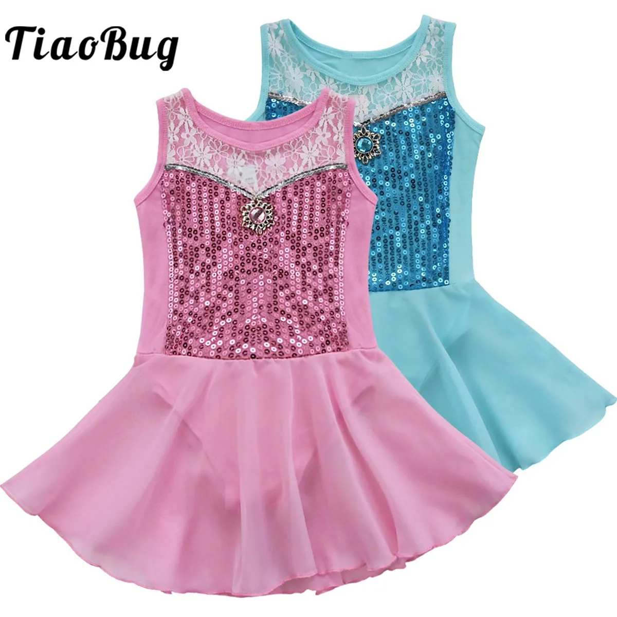 

Kids Girls Sequined Sleeveless Ballet Leotard Dress Princess Dancer Ballet Tutu Gymnastics Leotards Toddler Dance Perform Dress