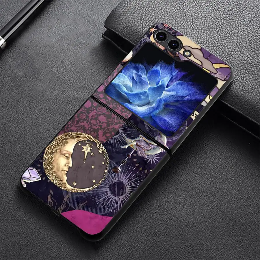 Cartoon Moon Case for Samsung Galaxy Z Flip 8 Flip4 Flip3 Flip5 Flip6 Z Flip 7 6 5 4 3 Flip7 FE Phone Shell Funda